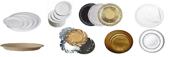 platos, bandejas, papel, cartón, desechables, 