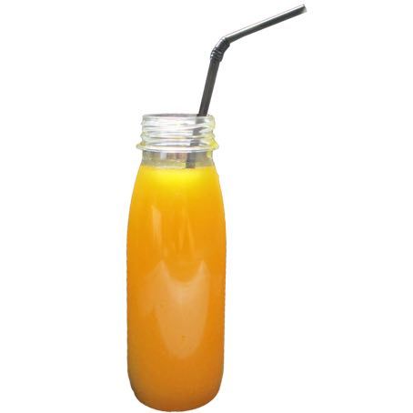 BOTELLA PLASTICO R-PET TRANSPARENTE REDONDA 250cc PARA ZUMOS-LACTEOS