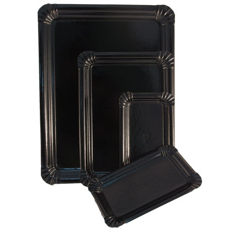 BANDEJA CARTON RECTANGULAR NEGRA N6 250x180mm PARA PASTELERIA