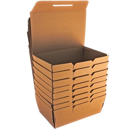 CAJAS PAPEL BIO KRAFT TRICAPA CON TAPA TROQUELADA AUTOMONTABLE 180x115x70mm