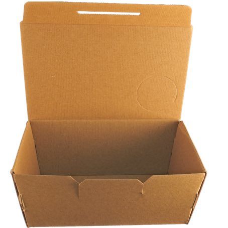 CAJA PAPEL BIO KRAFT TRICAPA CON TAPA TROQUELADA AUTOMONTABLE 180x115x70mm fondo 165X100mm