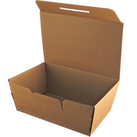 CAJA PAPEL BIO KRAFT TRICAPA CON TAPA TROQUELADA AUTOMONTABLE 230X130X70mm