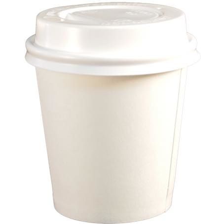 TAPA PLASTICO PS/POLIESTIRENO BLANCA ALTA CON AGUJERO 60mm PARA VASO CUP004,SUS004 Y SUS144