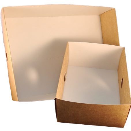 BANDEJAS CARTON BIO KRAFT/BLANCO 310x220x78mm PARA DIVISION PARA CATERING, CANAPES, SANDWICH