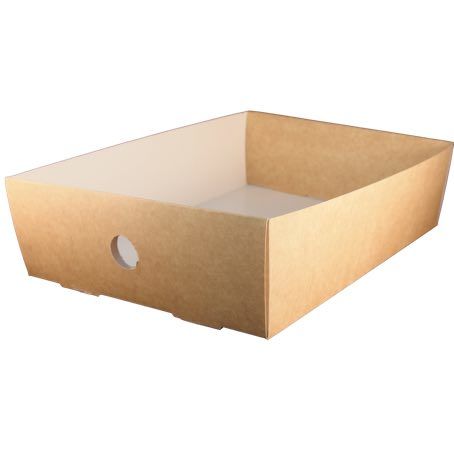 BANDEJA CARTON BIO KRAFT/BLANCO 310x220x78mm PARA DIVISION PARA CATERING, CANAPES, SANDWICH