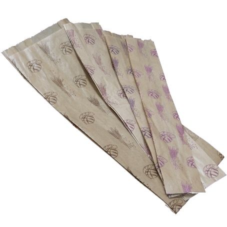 BOLSA PAPEL KRAFT MARRON 20+9X54cm PARA PANADERIA Y BOLLERIA 4BARRAS +AL AZUL