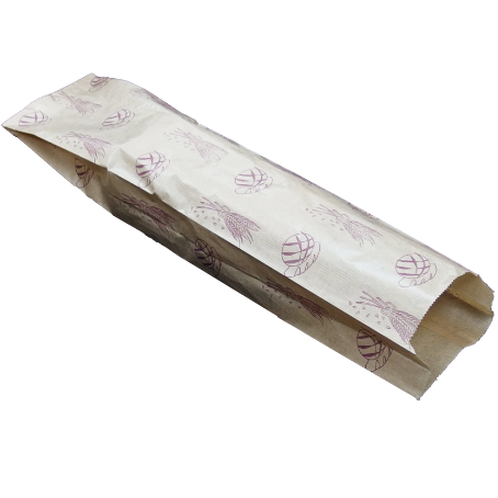 BOLSA PAPEL KRAFT MARRON 9+5X54cm PARA PANADERIA Y BOLLERIA 1BARRA +AL AZUL