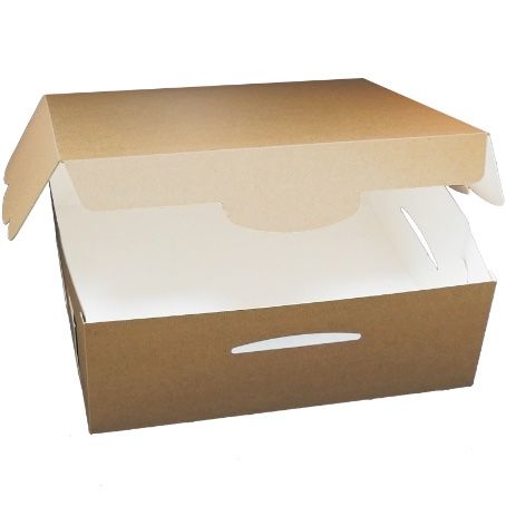 CAJAS CARTON CUADRADA AUTOMONTABLE BIO 280X280X120mm ESPECIAL PARA ENVIOS, TARTAS, REGALOS, LIBROS, DESAYUNOS, ETC..