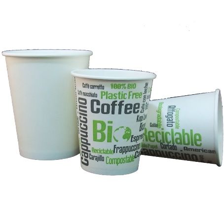 VASO PAPEL **BIO** LIBRE DE PLASTICO BLANCO 165ml 6/7onzas PARA BEBIDAS CALIENTES, CAFE