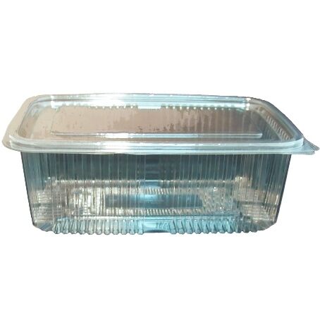 ENVASES PLASTICO 80% R-PET reciclado TRANSPARENTES TAPA UNIDA(BISAGRA) RECTANGULARES 1000cc 126X194X66mm