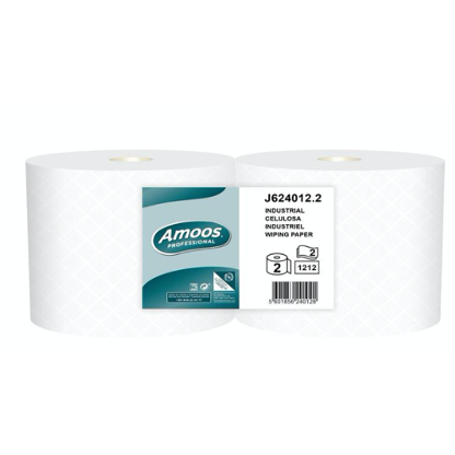 BOBINAS PAPEL MECANICO INDUSTRIAL CELULOSA BLANCA 2capas 1212 servicios PAQUETE DE 2 ROLLOS DE 400mt