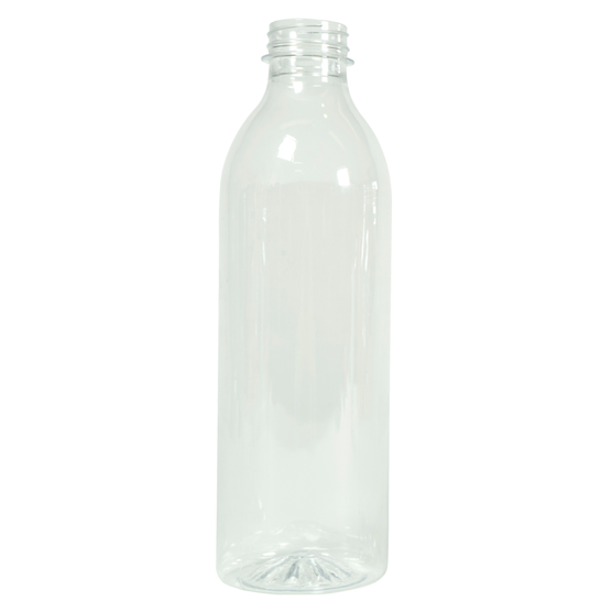BOTELLA PLASTICO R-PET TRANSPARENTE REDONDA 1000cc PARA ZUMOS-LACTEOS