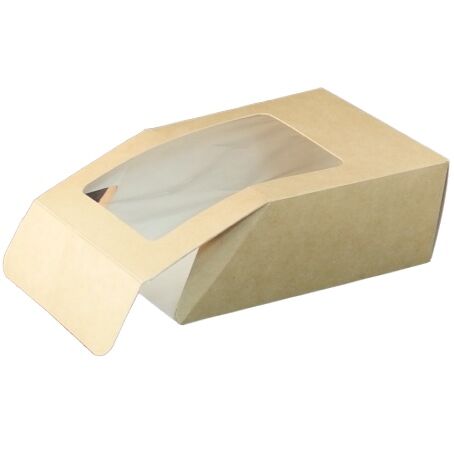 ENVASES CARTON **ECO** CON VENTANA RECTANGULARES 450cc 90x50x130mm PARA WRAPS/ROLLOS