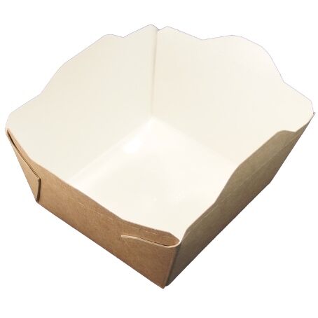 ENVASE CARTON RECTANGULAR **ECO** + TAPA PET 350cc 121x106x55mm PARA ENSALADAS, PASTAS, ARROZ...