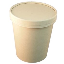 TARRINA BAMBU/BAMBOO REDONDA + TAPA 500cc 16onzas 97X75X105mm PARA SOPAS, HELADOS...