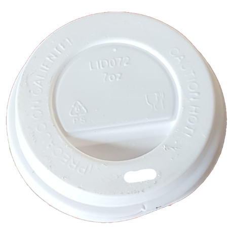 TAPA PLASTICO PS/POLIESTIRENO BLANCA ALTA CON AGUJERO 70mm PARA VASO SUS006, SUS166 Y CUP006