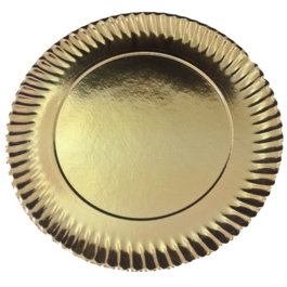 PLATO/BANDEJA CARTON ESTRIADO ORO Nº9B 300mm