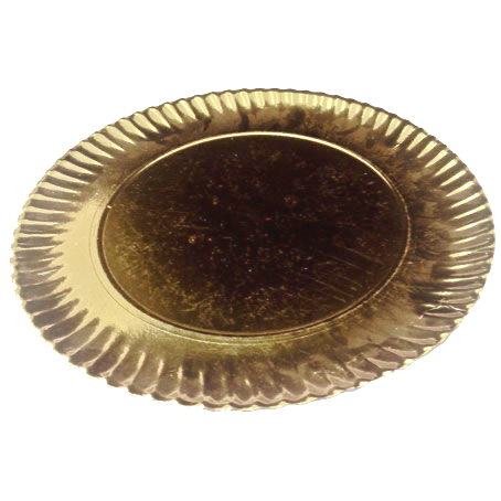 PLATO/BANDEJA CARTON ESTRIADO ORO Nº9B 300mm
