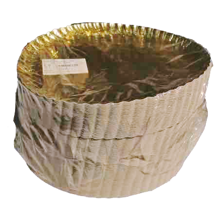 PLATO/BANDEJA CARTON ESTRIADO ORO Nº9B 300mm