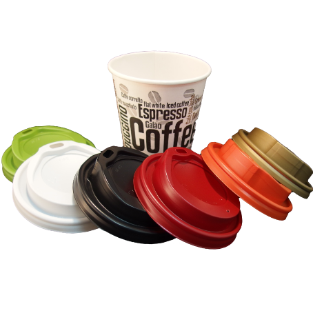 TAPAS PLASTICO PS/POLIESTIRENO NEGRAS ALTAS CON AGUJERO 80mm PARA VASOS SUS008, SUS009, SUS199 Y CUP009