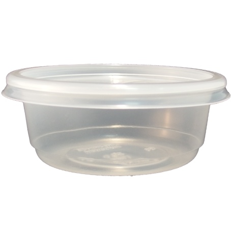 TARRINAS PLASTICO PP/POLIPROPILENO ALTA CALIDAD TRANSPARENTES+TAPA REDONDAS 110cc 4onzas 90x35mm PARA SALSAS