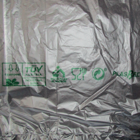 BOLSA compostable BIOPLASTICO TRANSLUCIDA ESTANDAR 25X35+3cm EN BLOCK (500ud)