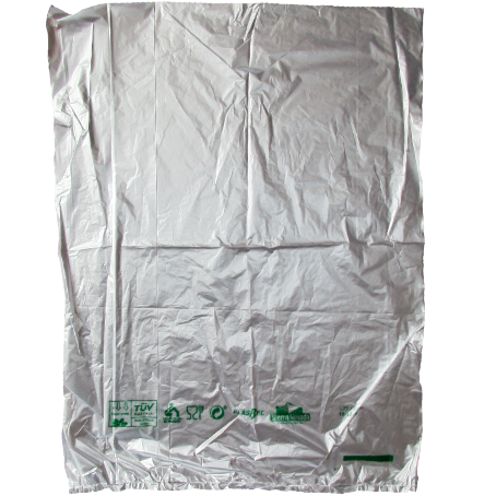 BOLSA compostable BIOPLASTICO TRANSLUCIDA ESTANDAR 25X35+3cm EN BLOCK (500ud)