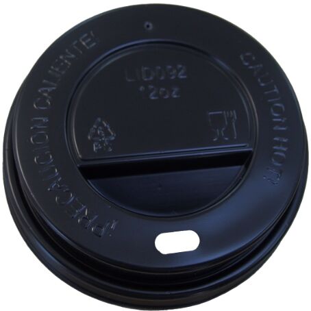 TAPA PLASTICO PS/POLIESTIRENO NEGRA ALTA CON AGUJERO 90mm PARA VASOS SUS012, SUS112 Y CUP012