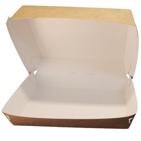 ENVASE CARTON KRAFT RECTANGULAR SIN DIVISIONES 145X190X72mm PARA MENUS