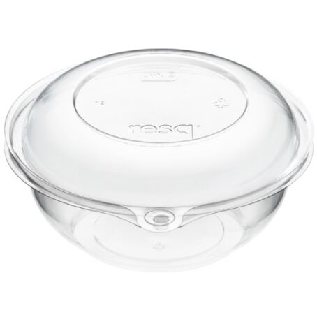 ENVASES PLASTICO RPET TRANSPARENTES + TAPA CON CIERRE DE SEGURIDAD REDONDOS 500cc 16onzas 145x75mm PARA ENSALADAS, FRUTAS,
