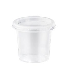 TARRINAS PLASTICO PP/POLIPROPILENO ALTA CALIDAD TRANSPARENTES+TAPA REDONDOS 90cc 3onzas 60x58mm PARA SALSAS