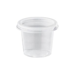 TARRINAS PLASTICO PP/POLIPROPILENO ALTA CALIDAD TRANSPARENTES+TAPA REDONDAS 55cc 2onzas 60x40mm PARA SALSAS