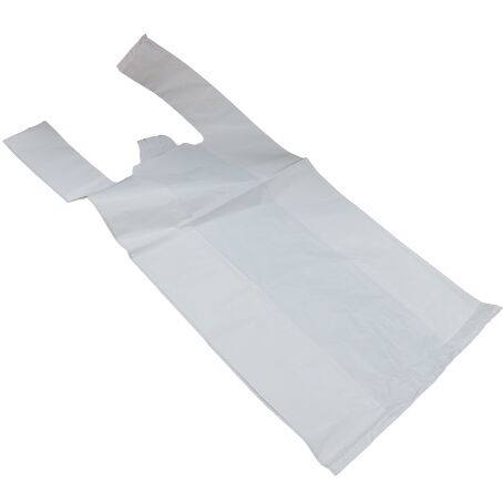 BOLSAS PLASTICO CAMISETA BLANCAS CON ASA 48x60cm galga 200 RECICLADA 70%