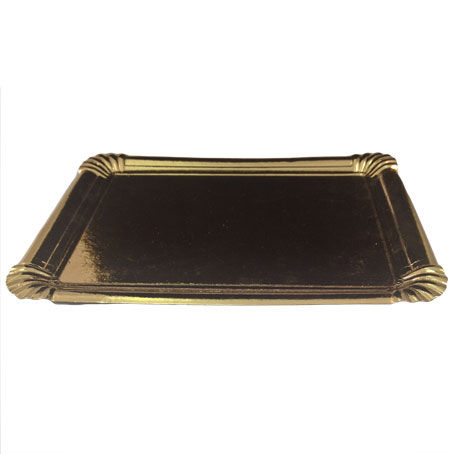 BANDEJA CARTON RECTANGULAR ORO NA4 450X130mm PARA PASTELERIA, BRAZOS,