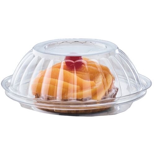 ENVASE/BOL PLASTICO 70% R-PET reciclado TRANSPARENTE TAPA SEPARADA REDONDO 250cc 8onzas 120X40mm