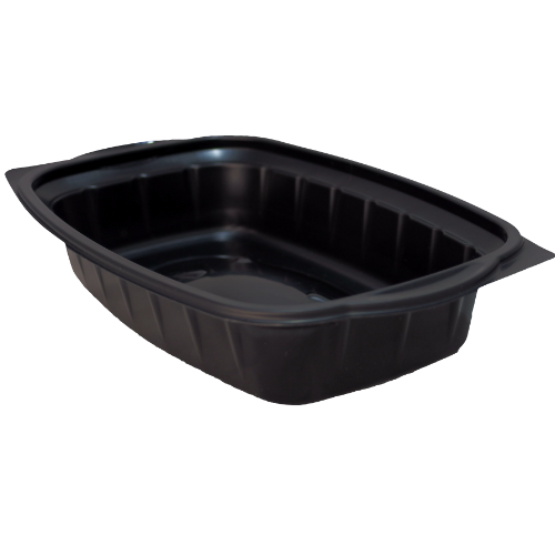 ENVASE PLASTICO PP/POLIPROPILENO BASE NEGRA/TAPA TRANSPARENTE HERMETICOS RECTANGULAR 500cc 222X136X42mm REUTILIZABLE