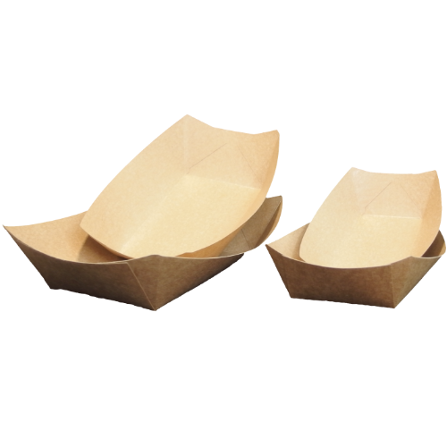 BANDEJAS/BARQUETAS PAPEL KRAFT RECTANGULAR 3 LB 135X85X50mm PARA FRITOS, PATATAS...