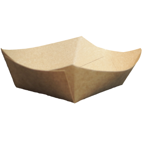 BANDEJAS/BARQUETAS PAPEL KRAFT RECTANGULAR 3 LB 135X85X50mm PARA FRITOS, PATATAS...