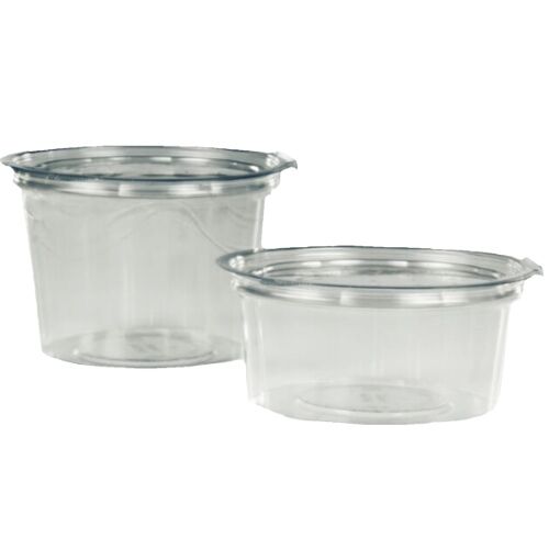 TARRINA PLASTICO PET TRANSPARENTE TAPA UNIDA (BISAGRA) REDONDA 270cc 120x53mm PARA QUESO