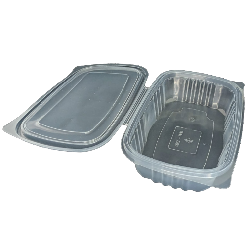 ENVASE PLASTICO PP/POLIPROPILENO TRANSPARENTE HERMETICOS TAPA UNIDA RECTANGULAR 1380cc 210X127X54mm