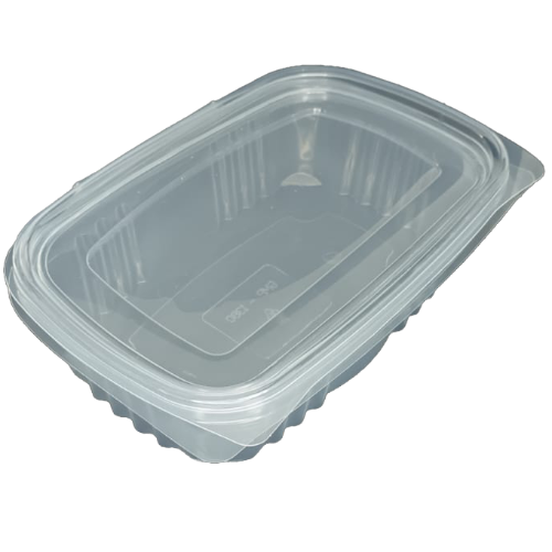 ENVASE PLASTICO PP/POLIPROPILENO TRANSPARENTE HERMETICOS TAPA UNIDA RECTANGULAR 1380cc 210X127X54mm