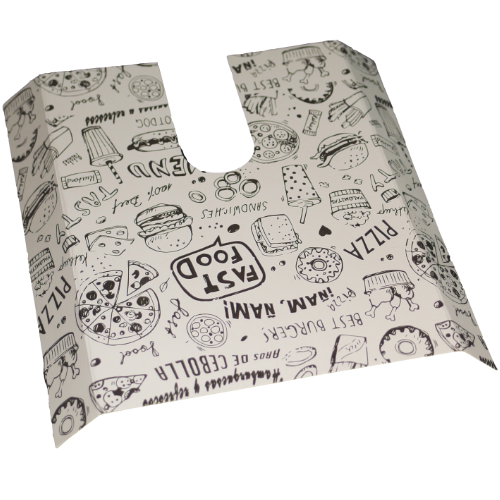 CUÑA/BANDEJA PORCION PIZZA CARTONCILLO FOLDING DISEÑO FAST FOOD 150X150mm