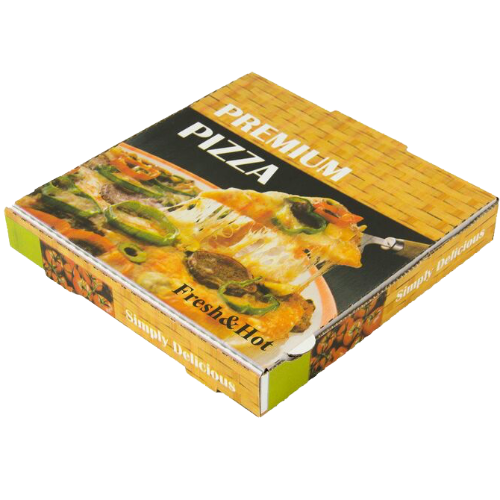 CAJAS CARTON CUADRADAS DISEO PREMIUM 260X260X40mm PARA PIZZAS