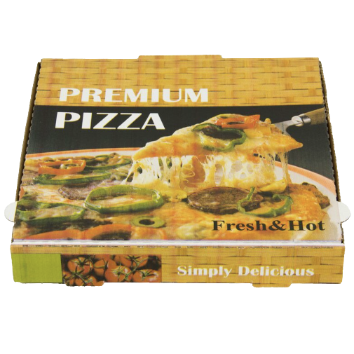 CAJAS CARTON CUADRADAS DISEO PREMIUM 260X260X40mm PARA PIZZAS