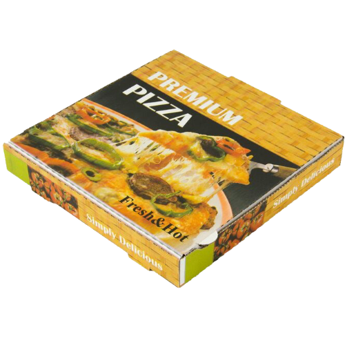 CAJA CARTON CUADRADA DISEÑO PREMIUM 330X330X40mm PARA PIZZAS
