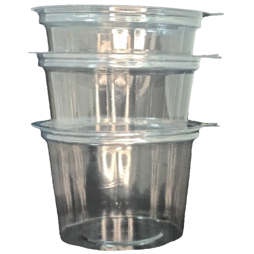 Envase Plastico Redondo con Tapa Bisagra. PET. (No microndable