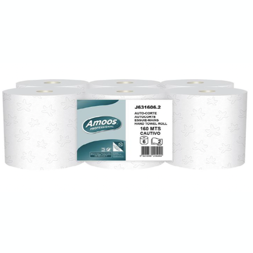 BOBINAS PAPEL SECAMANOS MECHA AUTOCORTE CELULOSA 2 capas BLANCO 160mt