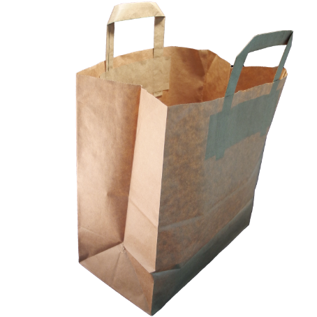 BOLSA sos PAPEL KRAFT MARRON BASE RECTANGULAR CON ASA PLANA 36+24X40cm