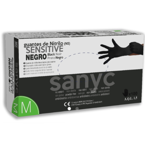 GUANTES NITRILO NEGRO SIN POLVO TALLA XL EXTRA GRANDE (GD23)