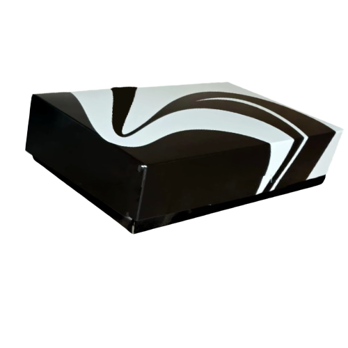 BANDEJA/BATEA CARTON NEGRA CON ASA 230X160X50mm 1/2Kg (2x50)